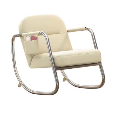 Imagem de NRNQMTFZ Cadeira de balanço para amamentação de bebês, reclinável estofada, cadeira de balanço de berçário, cadeira de balanço moderna com encosto alto, para sala de estar, quarto, varanda (suporte