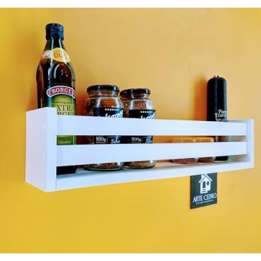 Imagem de Prateleira de Madeira Organizadora de Temperos Livros Nicho Decorativo de Parede