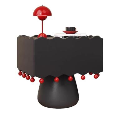 Imagem de Mesa de cabeceira com gavetas, mesa lateral moderna com acabamento em couro sintético, mesa de extremidade, mesas laterais de cama, armário de cômoda de madeira, mesa de canto moderna grande para