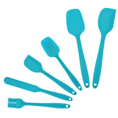 Imagem de 6PCS Conjunto de Utensílios Cozinha para Assar e Cozinhar Silicone Resistente ao Calor Panelas Antiaderentes Gadgets Espátula Spoonula