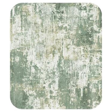 Imagem de RELEANY Tapetes laváveis, quadrados, 2,4 m, antiderrapantes, modernos, abstratos, macios para sala de estar, entrada, quarto, berçário, estampa estampada, verde claro/amarelo