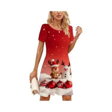 Imagem de Vestido Longo Com Estampa De Árvore De Natal Vermelha E Dourada Para M