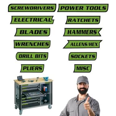 Imagem de Pacote com 12 etiquetas magnéticas para caixa de ferramentas, ímãs reutilizáveis para caixas de ferramentas, carrinhos, gavetas e armários de aço (verde)