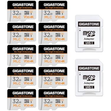 Imagem de [10x de alta resistência] Cartão micro SD MLC industrial de 32 GB GIGASTONE, pacote com 10, gravação de vídeo 4K, câmera de segurança, câmera de painel, compatível com vigilância de 95 MB/s, U3 C10