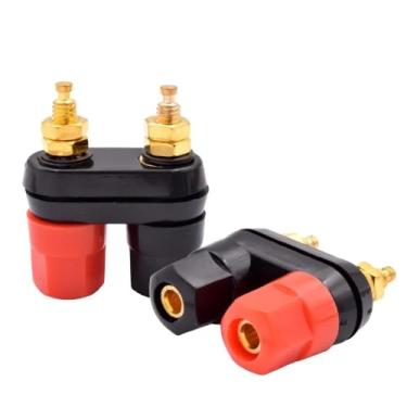 Imagem de EZZON 1 plugue banana de 4 mm, terminais para casais, conector de fio vermelho, preto, borne de ligação elétrica, banana, alto-falante, soquete, amplificador