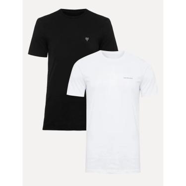 Imagem de Kit Camisetas Calvin Klein Jeans | New Logo e Light Omega Branca/Preta 2UN-Masculino