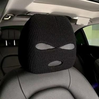 Imagem de Chapéu engraçado, capa de assento de encosto de cabeça de carro, capa de cabeça universal personalizada divertida e divertida para interior de carro (preto)