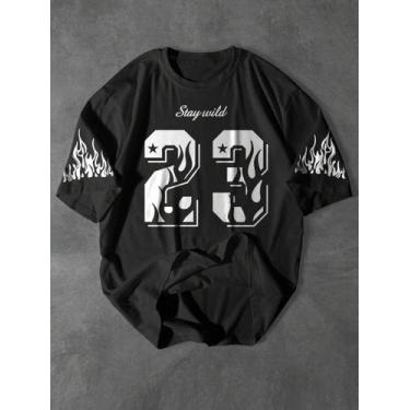 Imagem de Camiseta Masculina Estampada Em Algodão Streetwear 23 Moda - crushed, 