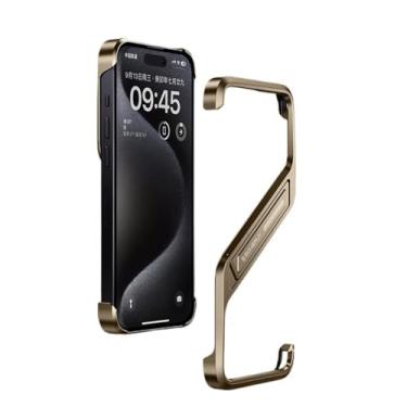 Imagem de Capa de telefone sem aro de liga de alumínio de luxo SNIDII para 16 Pro Max suporte de metal dissipação térmica tampa à prova de choque (Gold)