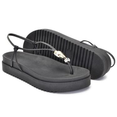 Imagem de Papete Feminina Confortável Casual Plataforma Verão - Bono Rock, Preto