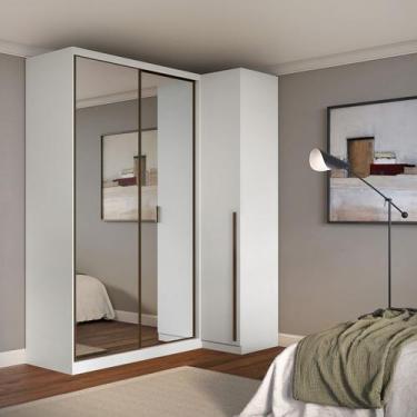 Imagem de Guarda Roupa de Canto Porta de Correr 3 Portas 2 Espelhos MDF Altezza 