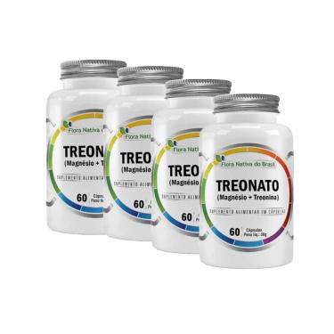 Imagem de Kit 4 Magnésio Treonato Magnésio+Treonina 4x60 caps Flora Nativa-Unissex