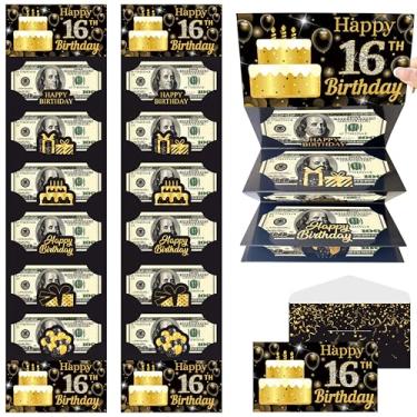 Imagem de Envelope de dinheiro para festa de feliz aniversário de 16 anos para presentes em dinheiro, festa de aniversário, presente surpresa, dinheiro ou porta-cartões de presente para meninos e meninas 16ª
