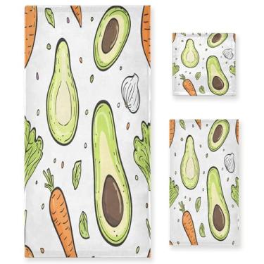 Imagem de xigua Conjunto de toalhas de banheiro de abacate absorvente macio toalha de banho de 3 peças toalha de mão toalhas decorativas para banheiro, academia, hotel, praia, piscina