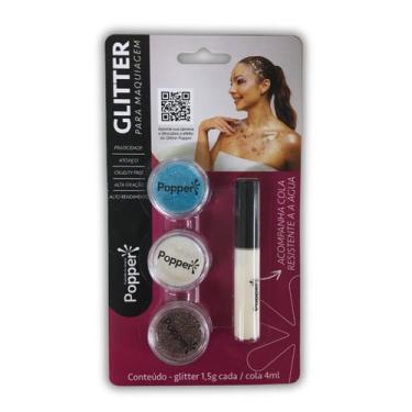 Imagem de Kit Cola Glitter para Corpo e Rosto - DREAM IN BOX, AZUL GLITTER