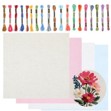 Imagem de 8 peças de tecido bordado de linho de 25,4 cm quadrados, tecido de bordado de linho para pano de bordado, cor sólida para artesanato faça você mesmo, confecção de roupas, bordado, ponto cruz