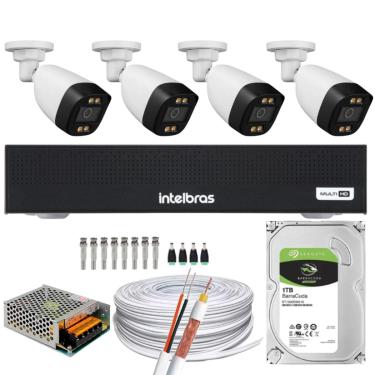 Imagem de Kit 04 Cameras Full Color DVR intelbras 1004C 4Ch C/HD 1TB