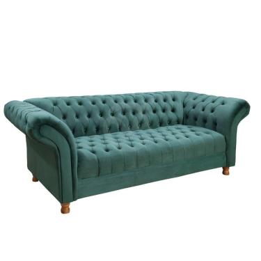 Imagem de Sofá Chesterfield Conde D'el 3 Lugares Via Encanto Veludo Verde