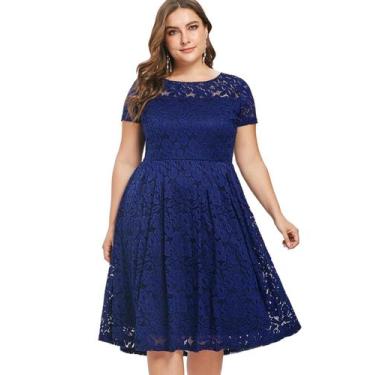 Imagem de Vestido Plus Size 29 Renda Batizado Festa Madrinha Aniversario - Shoop