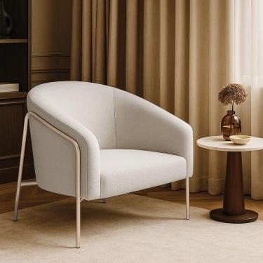 Imagem de Poltrona Sala Industrial Alta Champanhe Stella Bouclê D03 - D'rossi Cor Cinza