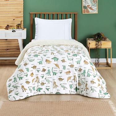 Imagem de Coberdrom Solteiro Tutti Kids Manta Alta 150 G/m² Dupla Face Flannel E Sherpa 01 Peça 100% Poliéster - Dino World