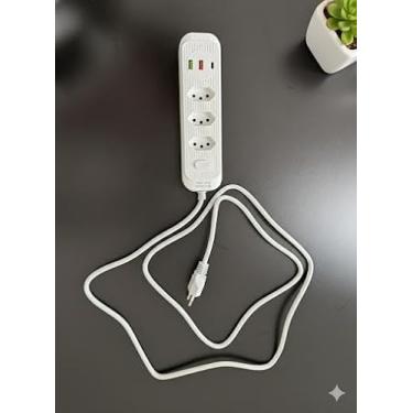 Imagem de Filtro de Linha Inteligente Extensão 2 Metros 3 Tomadas 2 USB 1 Tipo-C Anti-Chamas 850ºC Proteção Infantil Anti-Estática Smart Chip Carregador Rápido para Celular TV PC Notebook Premium 220 v