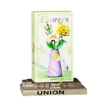 Imagem de Brinquedo De Blocos Mini Modelo Rosa Girassol HUIQIBAO MOC Buquê De Fl