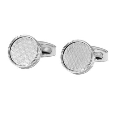 Imagem de Abotoaduras genéricas masculinas elegantes em liga de prata com padrão