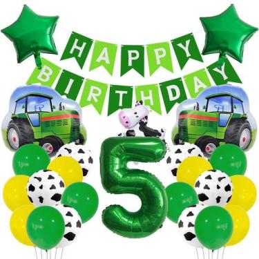 Imagem de Conjunto de balões, trator agrícola e papel alumínio para vacas, 24 un