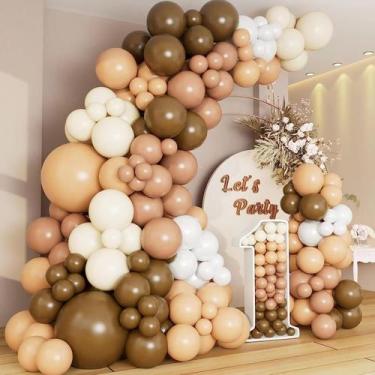 Imagem de Kit Balloon Garland Boho Brown 138 unidades  Bege neutro, café - yiwei