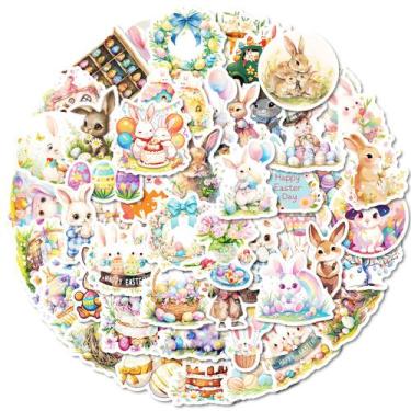 Imagem de Adesivos Easter Bunny, 50 peças, decalques de vinil à prova d'água - y