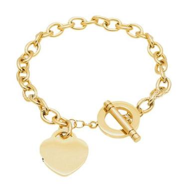 Imagem de Pulseira feminina de aço inoxidável Heart Charm 18 cm - Yiweisai