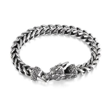 Imagem de Pulseira masculina de aço inoxidável Dragon Head Retro Punk Titan - Yi