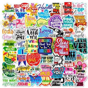 Imagem de Pacote de adesivos motivacional de 100 unidades com citação colorida e