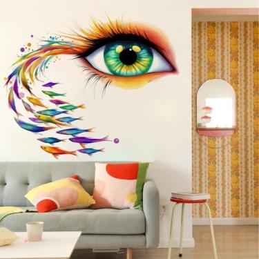 Imagem de Adesivos de parede Creative Colorful Eye and Fish PVC 78x124cm - yiwei