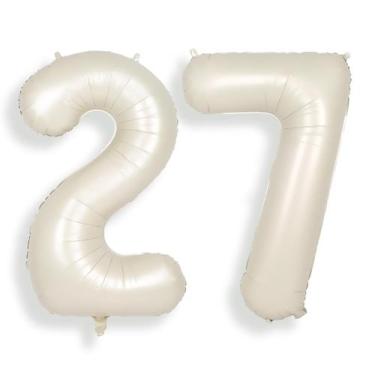 Imagem de Balão SUWEN de 40 polegadas branco creme número 27 para decoração de f