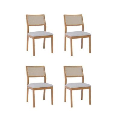Imagem de Kit 4 Cadeiras para Sala de Jantar Estofadas Oiti Freijó/Cinza