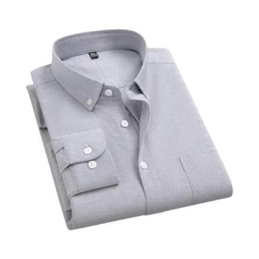 Imagem de Camisa Social Clássica Masculina Oxford Listrada De Manga Longa 100% A