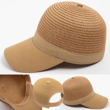 Imagem de Boné Chapéu De Praia Feminino Aba Curva Revestida Ajustável Fecho Velc
