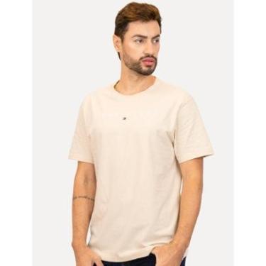 Imagem de Camiseta Tommy Jeans Masculina Core Linear Logo Tee Areia-Masculino
