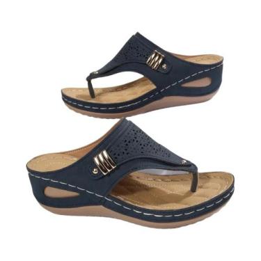 Imagem de Sandálias Ortopédicas Femininas Respiráveis Com Salto Anabela Confortá