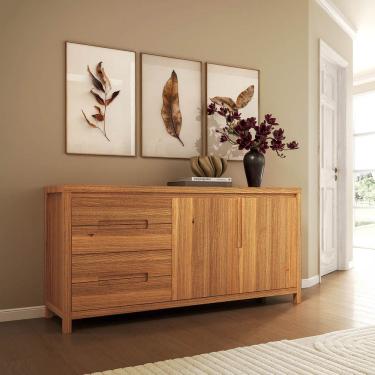 Imagem de Balcão Buffet Nature com 2 Portas e 4 Gavetas Madeira Pinus Rústico Claro