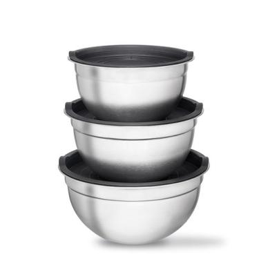 Imagem de Conjunto de Bowls Bumper em Inox com Tampa Hermética  Kit Tigelas Mult