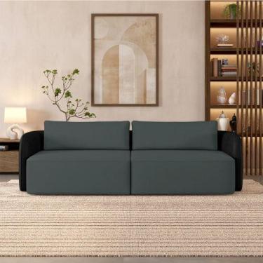 Imagem de Sofá Living Sala de Estar Abel 220cm Bipartido pés de Madeira PU/Velud