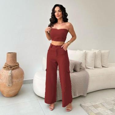 Imagem de Conjunto Feminino em Alfaiataria Calça Cargo e Top - Nifty Closet, Vin