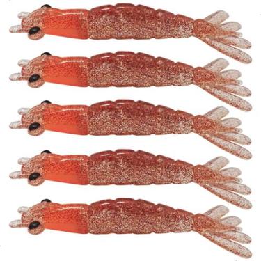 Imagem de Kit 5 Iscas Camarão Artificial 6cm - Pesca Robalo Tucunaré Corvina  - 