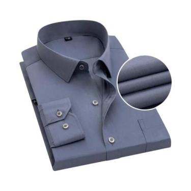 Imagem de Camisa Formal Masculina De Manga Longa, Cor Sólida, Para Escritório, C