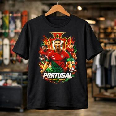 Imagem de Camisa Masculina Portugal CR7 Estampa Futebol Seleção Camiseta Estilo Masculino Esporti...