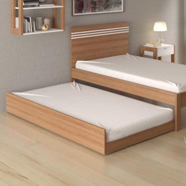 Imagem de Cama Auxiliar Solteiro Box Chão Baixa Para Bicama Quarto Adulto Amêndo
