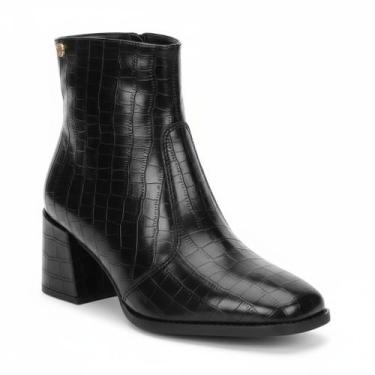 Imagem de Moleca Bota Animal Print Preto Salto Bloco Elegância Urbana -, Preto, 